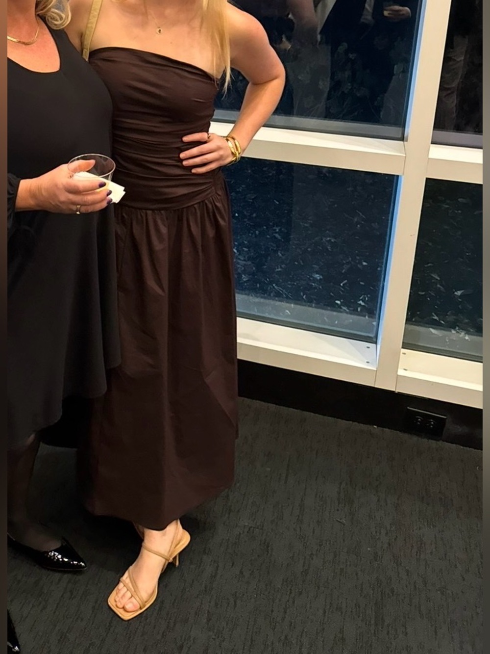 Strapless Ruched Maxi Dress in Chocolate Brown - Picture 3 of 4